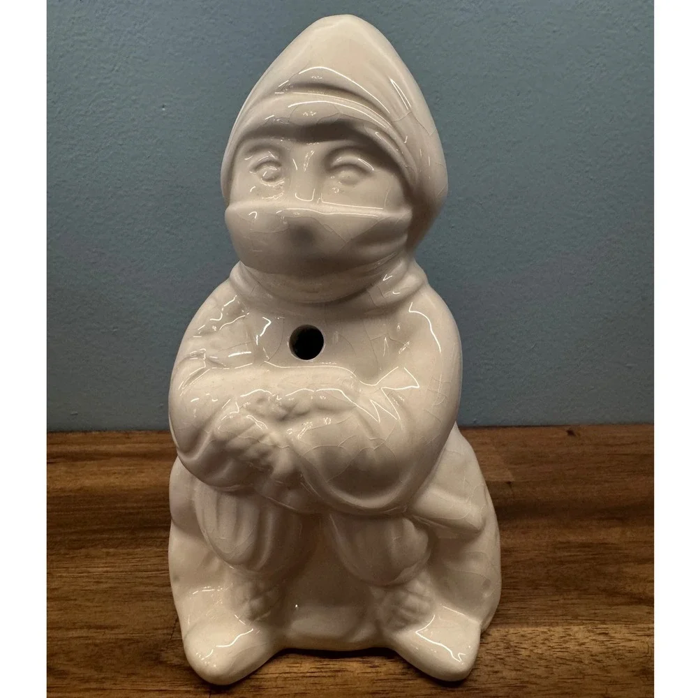 Vintage White Ceramic Ninja Boy Tiki Mug White Cocktail Glass